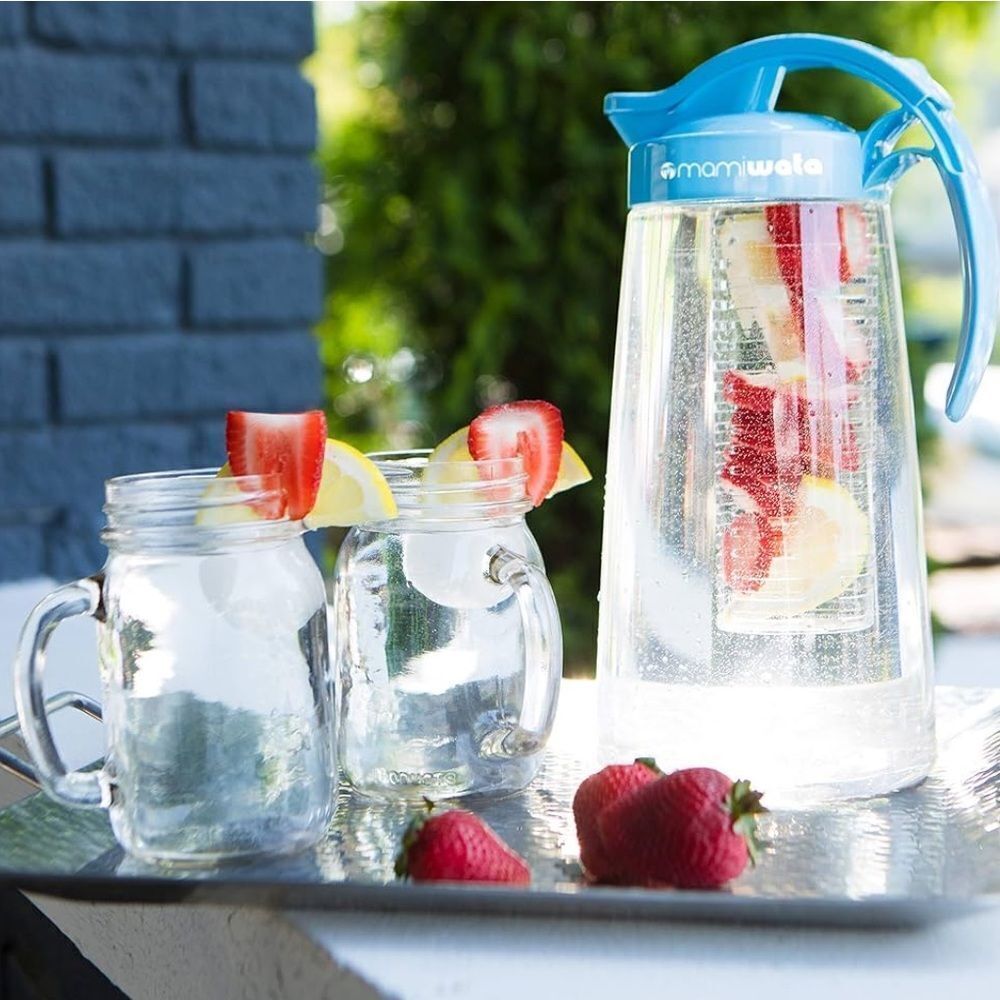 MAMI WATA, Fruit Infusion Water Pitcher, 2 Liter, Blue